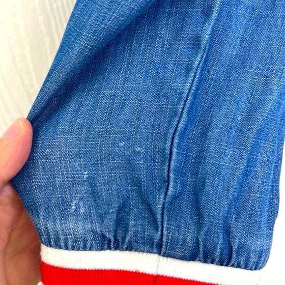 Mossimo - Retro Stonewashed With Red Blue Stripe Trim Button Up Jacket Size M - Picture 4 of 11